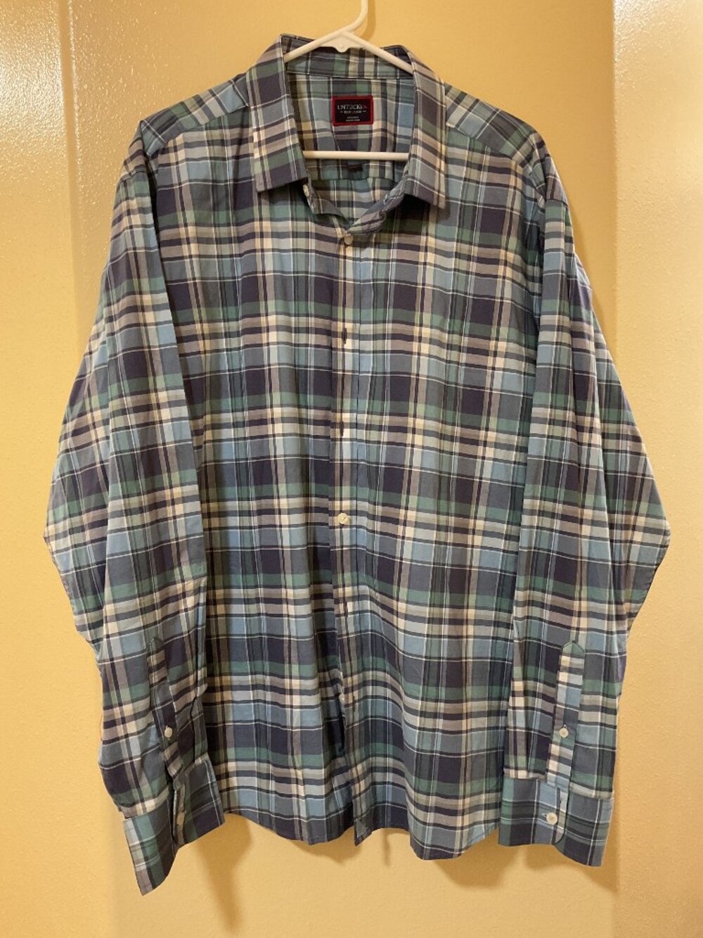 UNTUCKit - Blue Green Plaid Mens Button Front Dress Shirt 3X